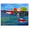 Elliot Fallas, "New England Dockside" Original Oil Painting on Gallery Wrapped Canvas, Hand Signed with Letter of Authenticity