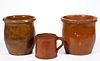 NEW MARKET, SHENANDOAH VALLEY OF VIRGINIA EARTHENWARE / REDWARE ARTICLES, LOT OF THREE