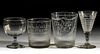 ASSORTED FREE-BLOWN CUT / ENGRAVED GLASS ARTICLES, LOT OF FOUR