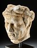 Roman Marble Head Man Wearing a Wreath