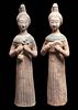 Pair of Chinese Tang Pottery Female Musician Figures