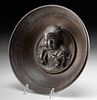 19th C. Neoclassical Iron Bowl, Baby Hercules w/ Snakes