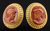 19th C. Neoclassical Gold Cufflinks Paste Glass Cameos