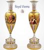 Pair Of 19th C. Royal Vienna Hand Painted Vases \ Urns