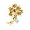 Tiffany and Co. Ruby Center Flower Bouquet with Dangling Diamond Heart