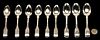 6 Samuel Bell Coin Silver Spoons plus 12 pcs English Sterling Spoons, 12 items