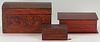 3 American Folk Art Grain Painted Boxes, incl. Initialed Document Box