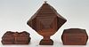 3 Tramp Art Carved Wooden Boxes