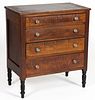 WESTERN MARYLAND TIGER MAPLE AND CHERRY CHILD'S CHEST OF DRAWERS