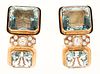 14K Aquamarine & Diamond Earrings