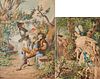 2 Italian Watercolor Genre Scenes, Belisario Gioja & Giovanni Lampi