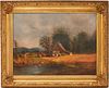 Attr. Job Spencer O/C Landscape Painting, Shenandoah Valley, Circa 1865