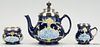 Rare Moorcroft Florian Ware Sterling-Mounted Tea-Set c. 1899
