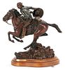 Susan Kliewer Bronze Equestrian Sculpture, Late for the Sing w/ COA