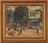Josef Foshko O/C Painting, Street Scene with Vendors