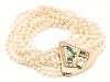14K Diamond, Emerald, & Pearl Designer Bracelet