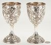 2 Sterling Silver Repousse Water Goblets by Baltimore Silversmiths Mfg. Co.