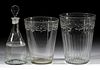 ASSORTED EUROPEAN FREE-BLOWN AND ENGRAVED GLASS ARTICLES, LOT OF THREE