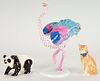 3 Porcelain Figures Incl. Herend Ostrich & Tabby Cat & Franz Panda