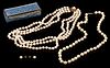 2 Pearl Necklaces, 1 Pair of Pearl Earrings & Judith Lieber Swarovski Lipstick Case