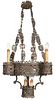 Gothic Style Wrought Iron Pierced 8-Light Chandelier, 19th Century