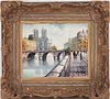 Louis Dali O/C Small Paris Cityscape, View of Pont St. Michel & Notre Dame