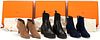3 Pairs of Hermes Ankle Boots, incl. Leather Sock, Blue Suede Saint Germain, Brown Suede