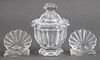 Baccarat 2 Place Card Holders & Mustard Pot, 3