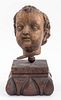 Italian Baroque Revival Carved Wood Head Bust
