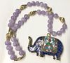 Asian Amethyst & Cloisonne Elephant Necklace