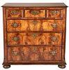 English Queen Anne Style Burlwood Chest of Drawers