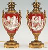 Pair Empire Paris Porcelain Ormolu Mounted Lamps 