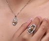Arts & Crafts Sterling Silver & Abalone Pendant Necklace & Ring c1910s