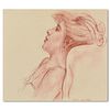 Charles Lynn Bragg, "Laura" Original Conte Drawing, Hand Signed with Letter of Authenticity