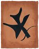 Georges Braque (1882-1963), "Oiseau Vert Sur Fond Brun," from "Si Je Mourais La-bas," 1962, Woodcut in colors on Japon paper, Image/Sheet: 19" H x 15.
