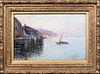 VIEW OF THE BAY OF NAPLES SAILING SHIP OIL PAINTING