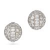 A PAIR OF VINTAGE DIAMOND BOMBE EARRINGS in white gold, set with old mine cut, old European cut a...