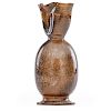 GEORGE OHR Tall corseted vase with lobed rim