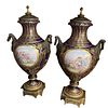 Pair Antique French Sevres Porcelain Urns