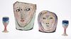 2 Ceramic Sculptures by Barbara Harnack & 2 Cups