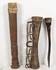 Carved Wood Drum, Papua New Guinea & 2 African Drums