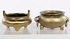 Two Chinese Archaic Form Brass Tripod Censers