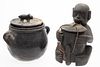 Indonesian Monkey Form Box & Ceramic Lidded Jar