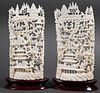 Pair of Chinese Carved Ivory Panels