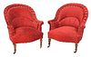 Pair of Regency Style Tufted Upholstered Slipper Chairs