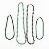 (4) Malachite and Green Quartz Beaded Necklaces