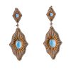 18k Gold Diamond Turquoise Dangle Drop Earrings