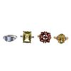 Gold Diamond Gemstone Ring Lot 4pc