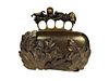 Rare Gold Leather Alexander McQueen Knuckle Bag