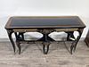 DREXEL ET CETERA CHINOISERIE CONSOLE TABLE WITH TWO OTTOMAN BENCHES